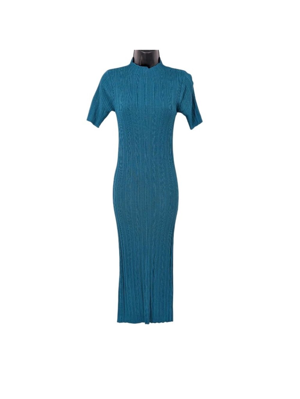 8 by Yoox Ribbed Knit Midi Bodycon Dress Mock Neck Minimalist Stretch Y2K XSmall